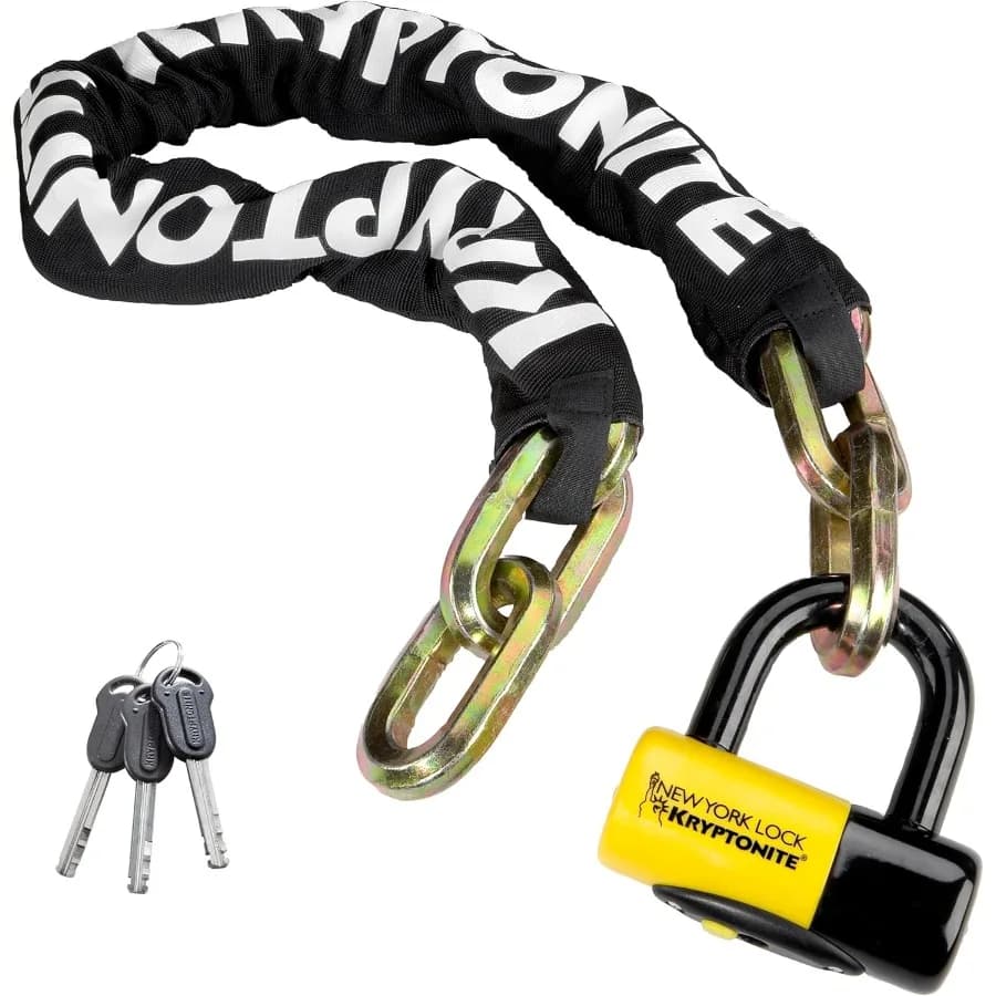 Lucchetto a catena per bicicletta antifurto per carichi pesanti con catena e chiavi in acciaio lungo 3,28 piedi e 14 mm ideali per il fissaggio di motociclette elettriche a