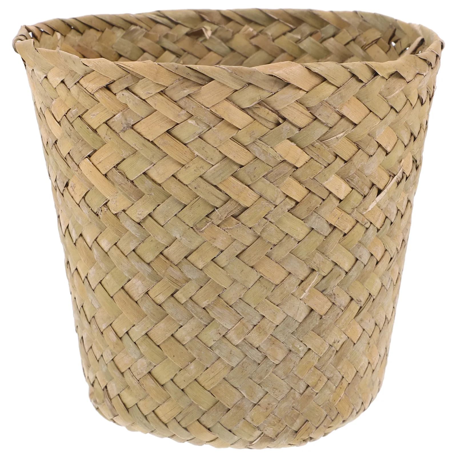 Mini Cestino in Vimini, Contenitore Ovale in Paglia Intrecciata per Rifiuti, Piccolo Contenitore Decorativo in Erba Marina