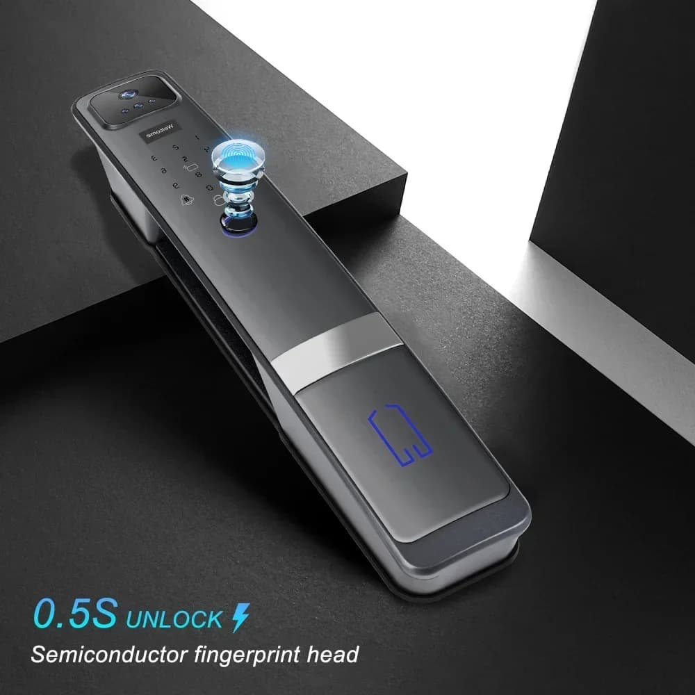 2025 Electronic Tuya APP Camera 3D Face Recognition Screen Fingerprint Smart Door Camera Lock