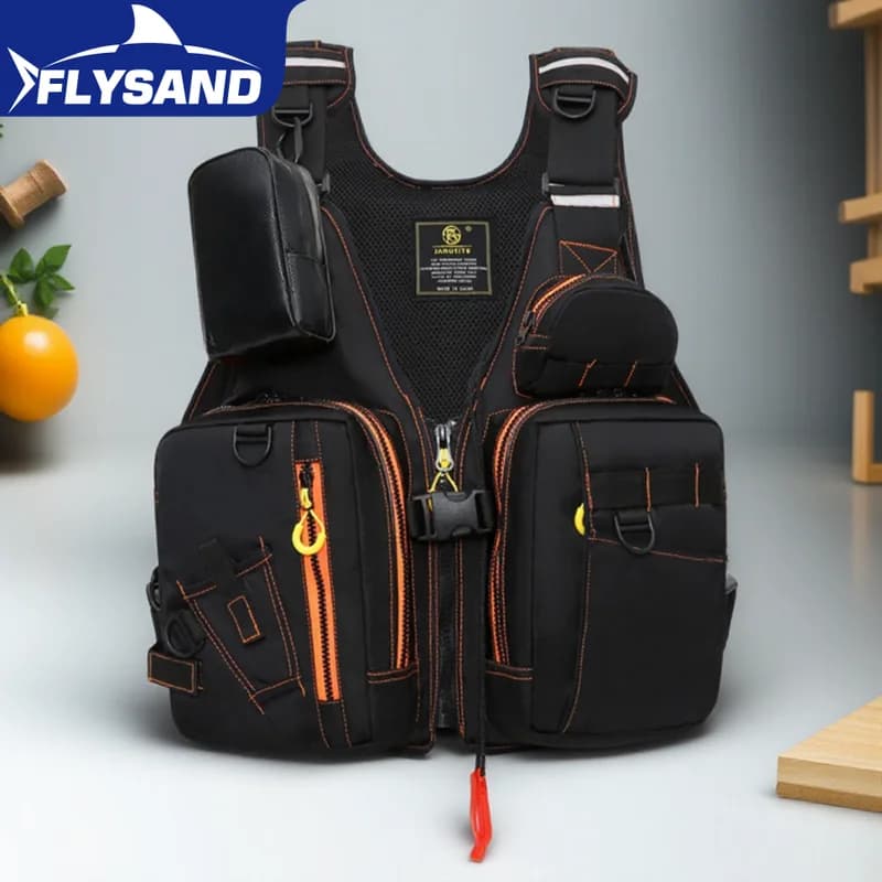 Gilet da pesca multifunzionale da uomo con tasche multiple Giubbotto salvagente di sicurezza galleggiante per attrezzatura e attrezzatura da pesca all'aperto