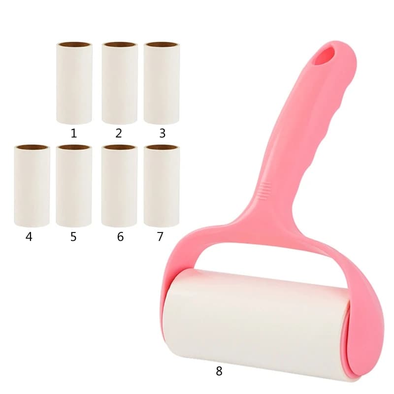 Rullo levapelucchi con 8 rotoli Ricariche Carta adesiva per rimuovere peli animali domestici Pennello adesivo strappabile