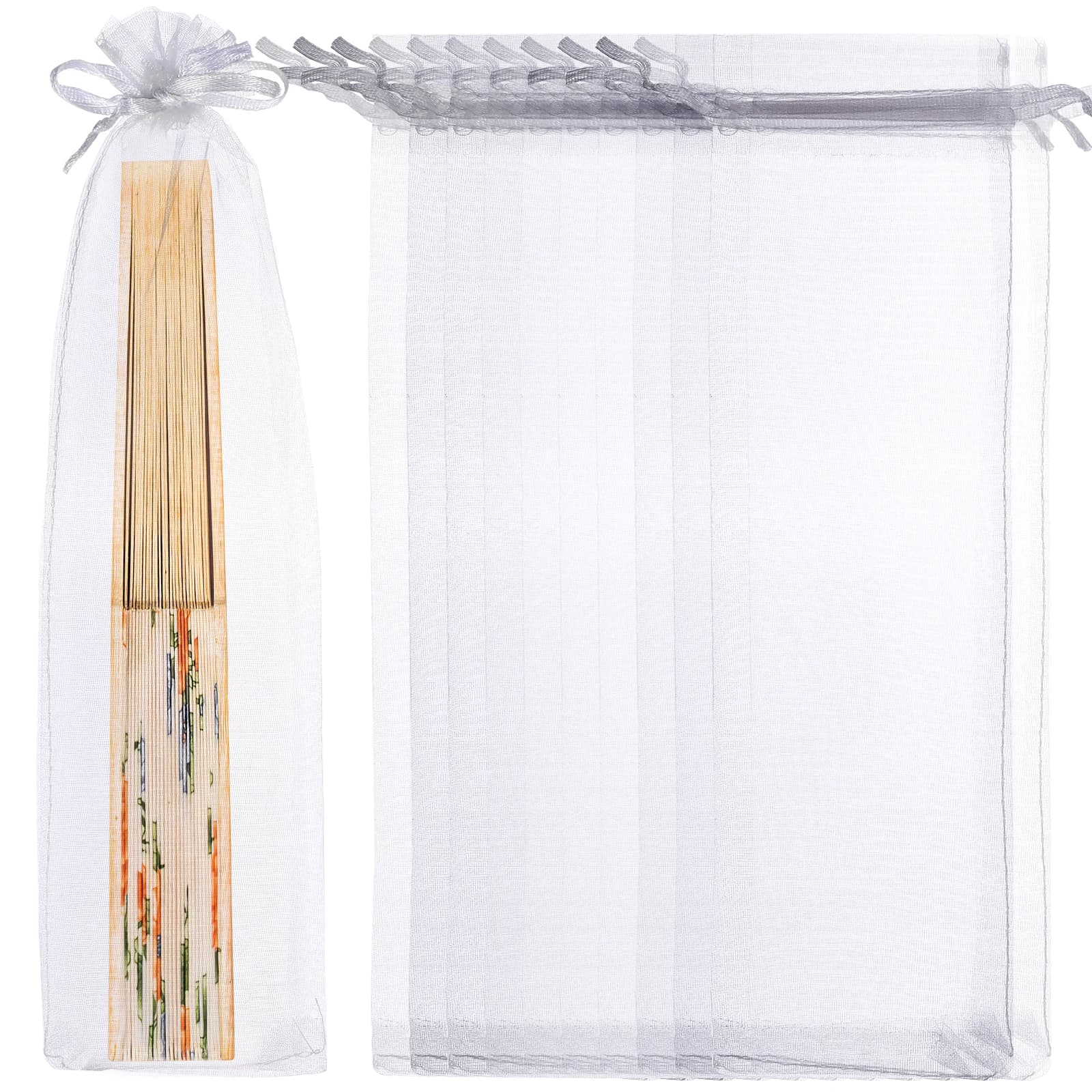 Drawstring Organza Bags Folding Hand Fan Pouch Drawstring Fan Packaging Bag Party Wedding Favor Gift Candy Jewellery Bags