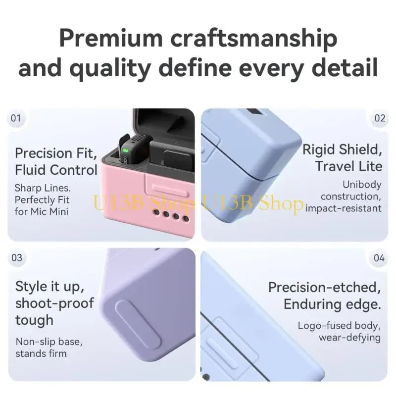 U13B Travel Case for Mic Mini Wireless Microphones Protective Cover Charging Case Small Protector Case Accessories