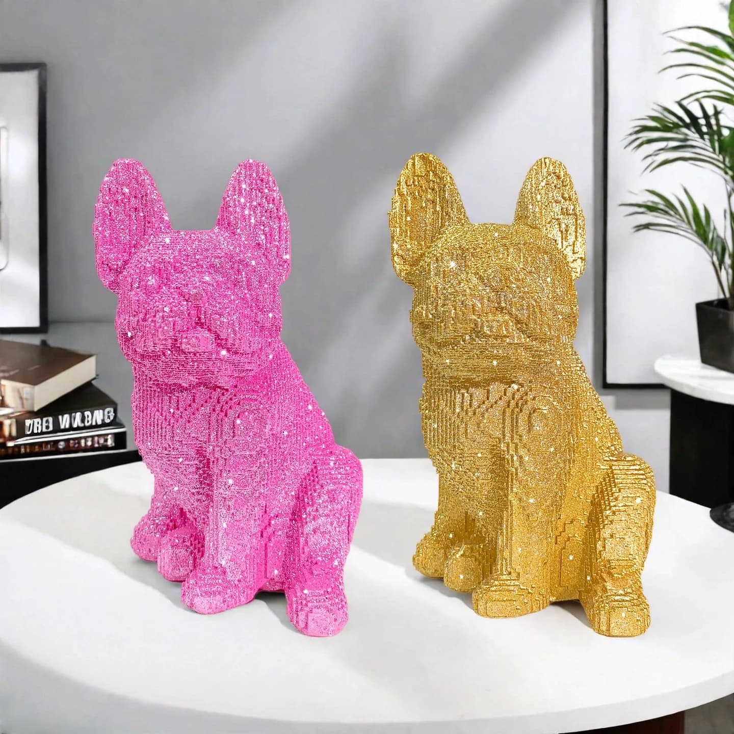 1pc newly designed LEGO powder scattering building block,French Bulldog, resin crafts, modern fashion art exhibition rack, model
