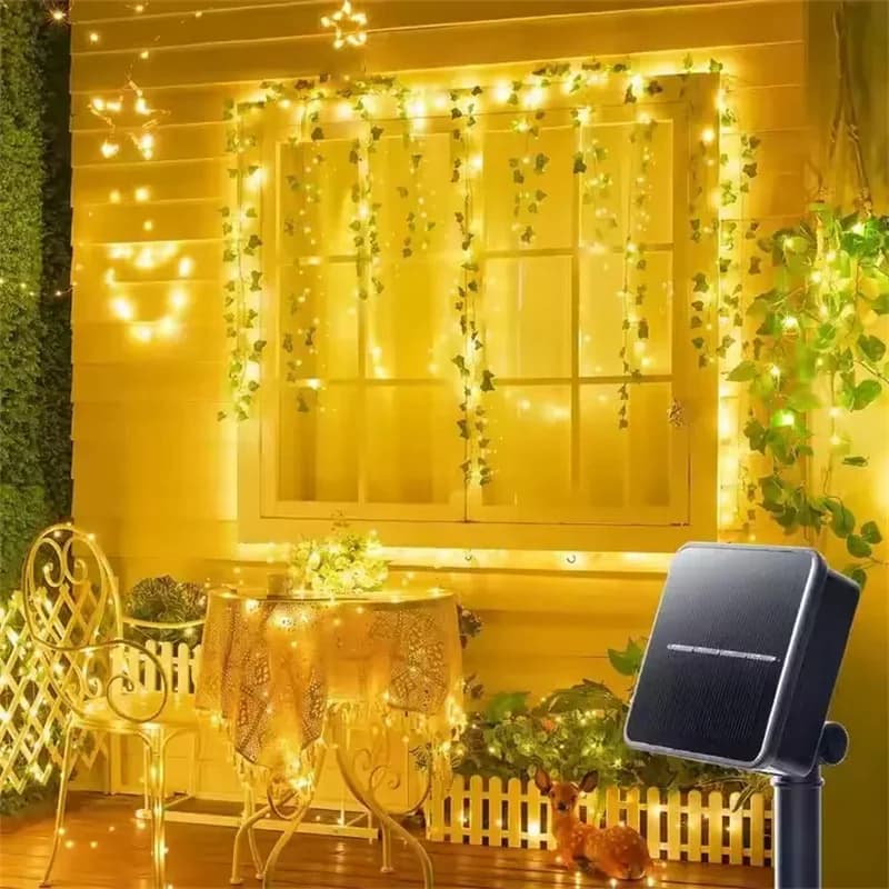 Luci solari Foglia d'acero Lucine Ghirlanda esterna impermeabile 10M/5M/2M Lampada solare Giardino di Natale Decorazione della festa nuziale