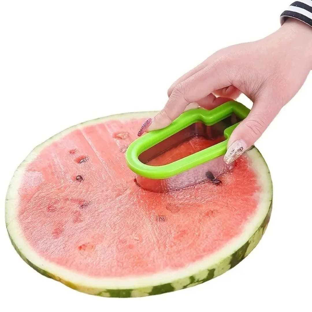 Watermelon Popsicle Cutter Mold,Stainless Steel Sandwich Cutter and Sealer,Easy Manual Fruit Cutter,DIY Ice Popsicle Molds for Fruits Lunch Party Yogurt Juice Smoothies Sticks(Green)