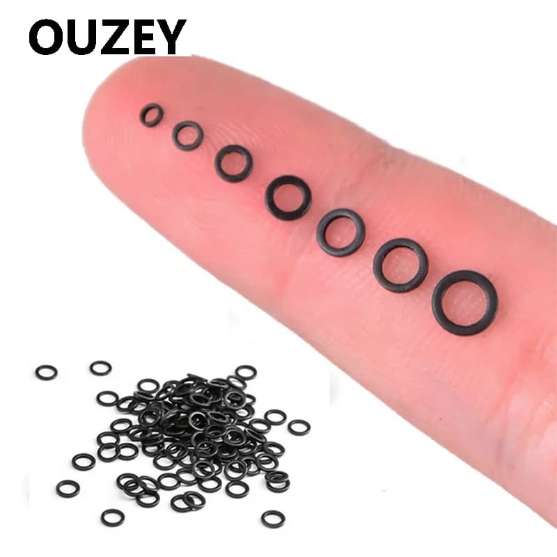 OUZEY 100 Pz Carpa Fishing Connector Round Rig Stainless Steel Ring Quick Change Black Hole Or Ring Fishing Equipment Accessories