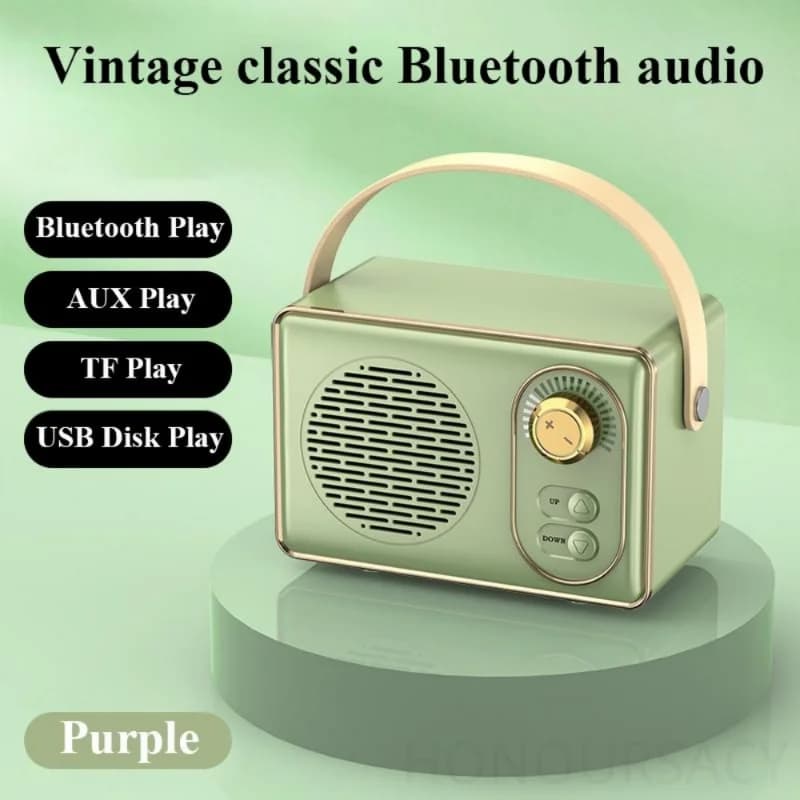 Retro Bluetooth Speaker Portable Wireless Mic Karaoke Machine HIFI Stereo Loud Volume MP3 Player TF Card Slot for IPhone Android