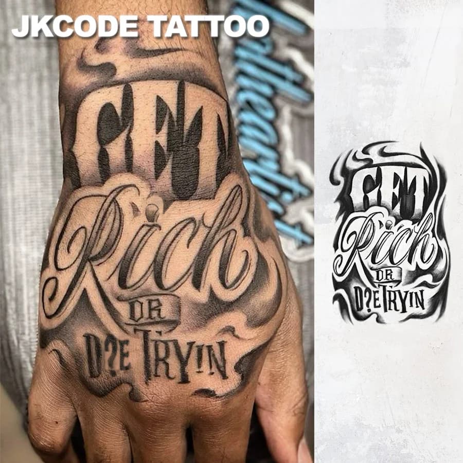 Semi-Permanent Tattoo | Lucky Totems, Graffiti Patterns, Get-Rich-Quick Hip-Hop Style Tattoos, Neck Tattoos | Unisex Waterproof Body Paint, Realistic Temporary Tattoos, Plant Motifs, Finger Tattoos, Magic Tattoos, Lasts for 1-2 Weeks.