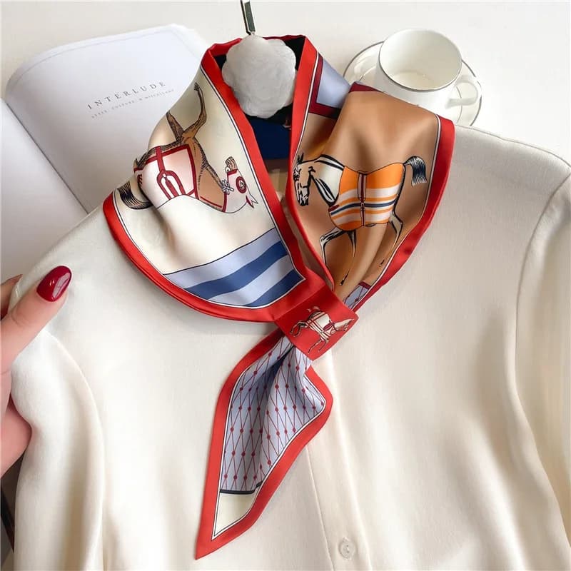 Luxury Brand Skinny Neck Scarf for Women Satin Silk ribbons Bandana Women's tie Wrist shawl Echarpe