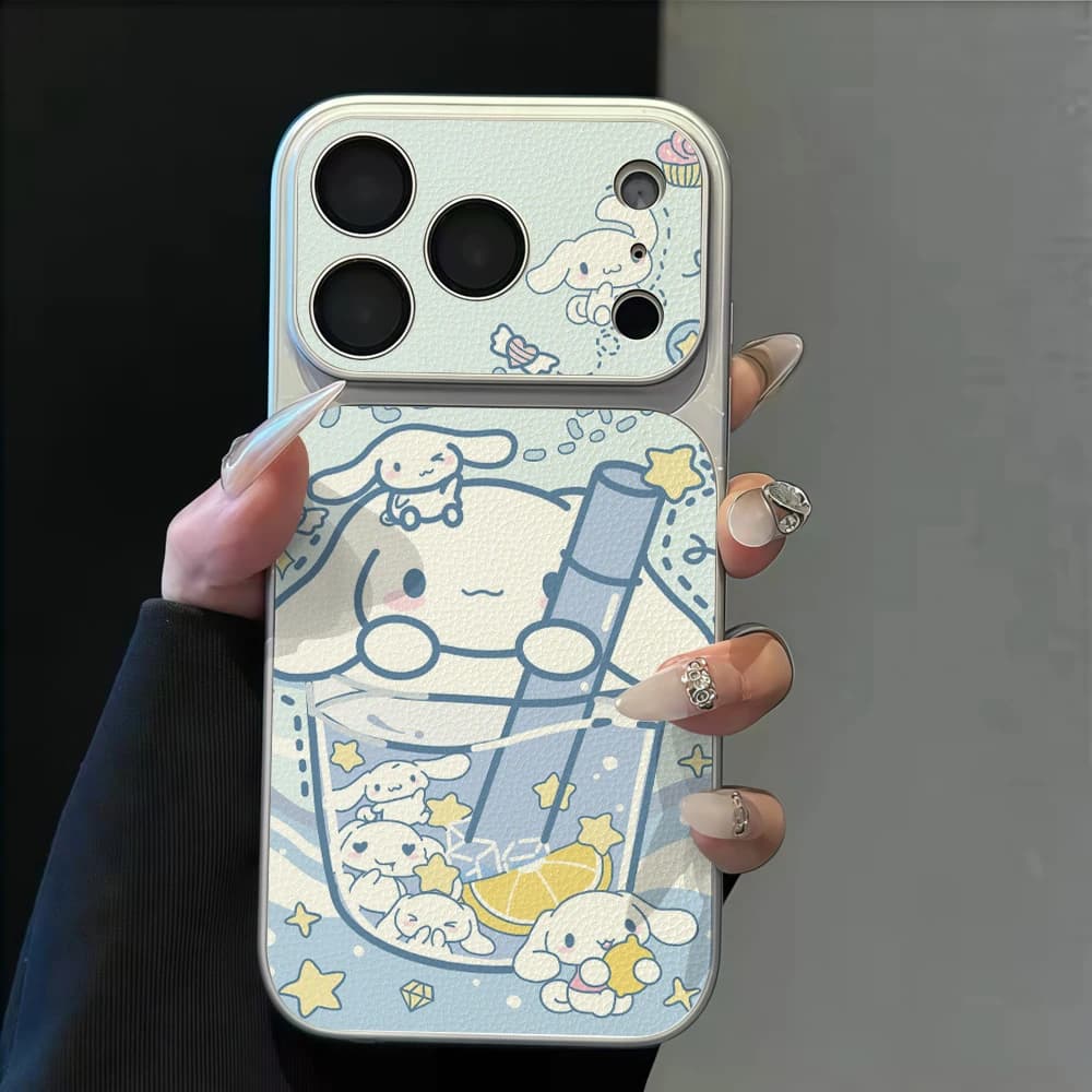 Custodia per telefono in pelle di lusso Sanrio Cinnamoroll per iPhone 17 Pro Max 16 15 14 13 12 11 Plus Pro 17e 16E 17 Air 8 XR XS