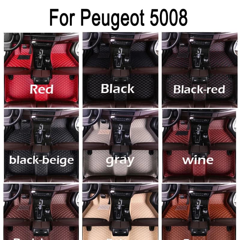 Tappetini auto per Peugeot 5008 Sette posti 2017-2023 18 19 20 21 22 23 Accessori interni personalizzati