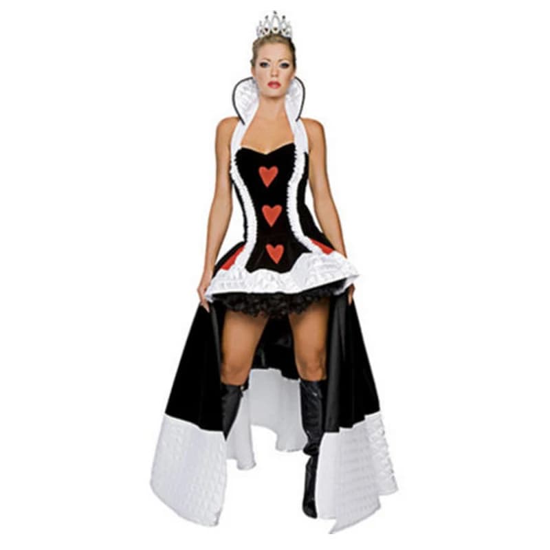 Lady Evil Red Queen Witch Costume Top e gonna con grembiule Wonderland Outfit Cosplay Carnevale Halloween Fancy Party Dress