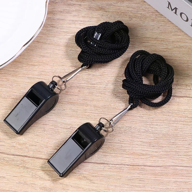 2/5/10Pcs High Quality Black Whistle For Sports Football Basketball Referee Training Outdoor Survival Whistle With Lanyard