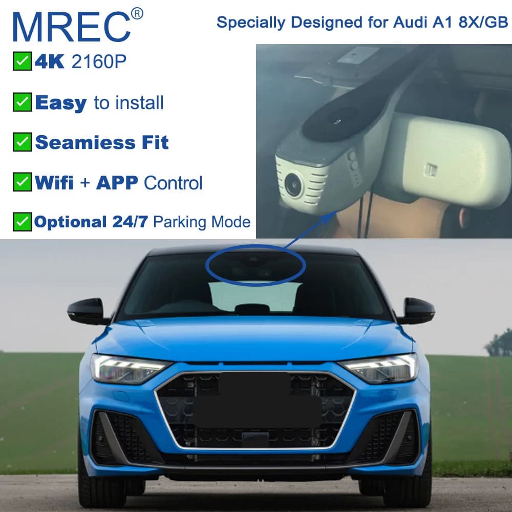 MREC Dash Cam Car Camera Wifi APP Front Rear 4K Ultra HD OEM Loop Recording Parking Monitoring Plug and Play for Audi A1 8X GB