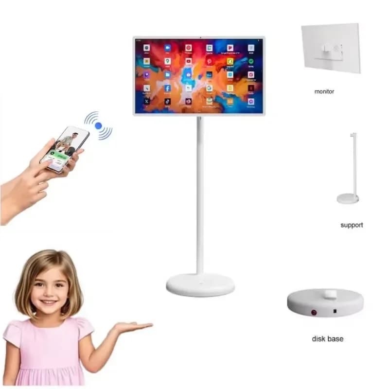 27 Inch Portable Android 13 Touch Screen Monitor Mobile Stand Smart Display Digital Signage Kiosk for Retail Exhibition Show
