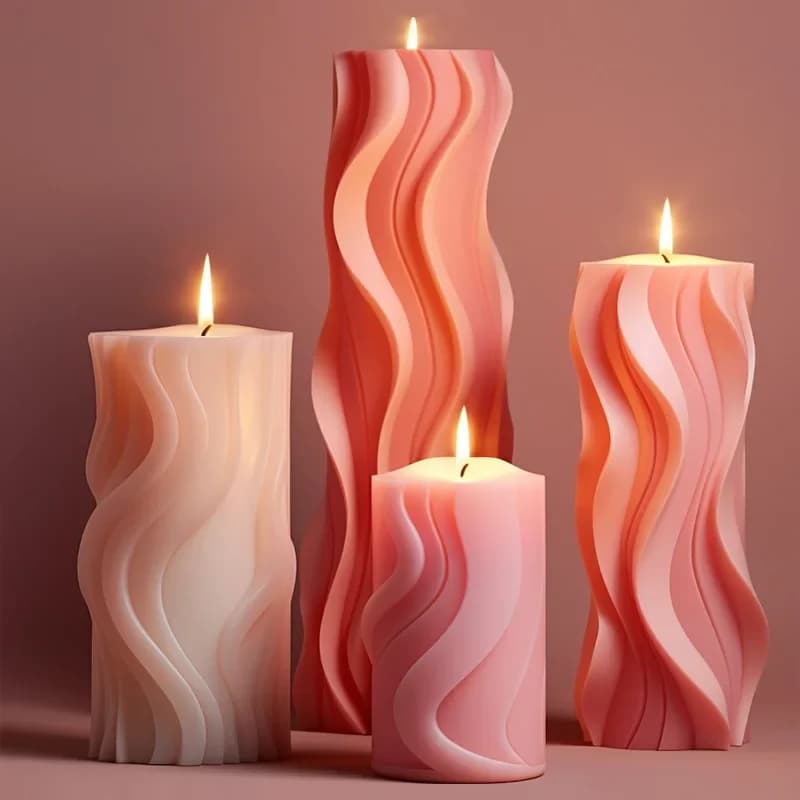 Wave Column Aromatherapy Candle Silicone Mold Rotating Cylinder Candle Mold DIY Handmade Epoxy Resin Gypsum Wax Making Mould