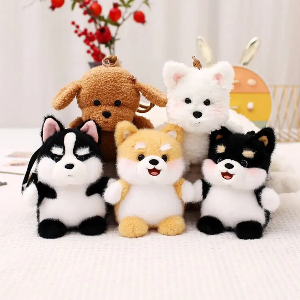 Ciondolo a Forma di Cagnolino da Zaino, Peluche Schnauzer Husky Corgi Shiba Inu, Portachiavi Kawaii a Forma di Cane, Decorazione per Auto