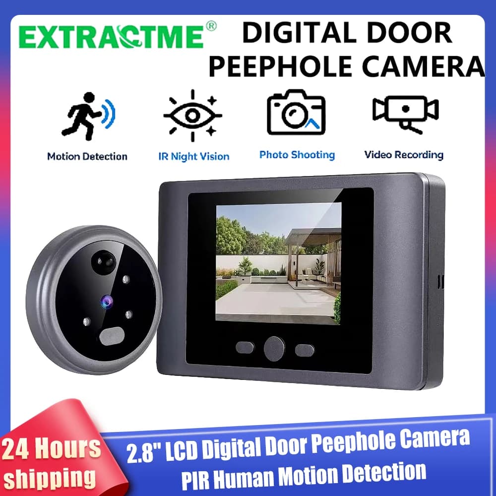 Wireless Video Doorbell 2.8" LCD Digital Door Peephole Camera Night Vision Motion Detection Door Viewer Photo Video Recording