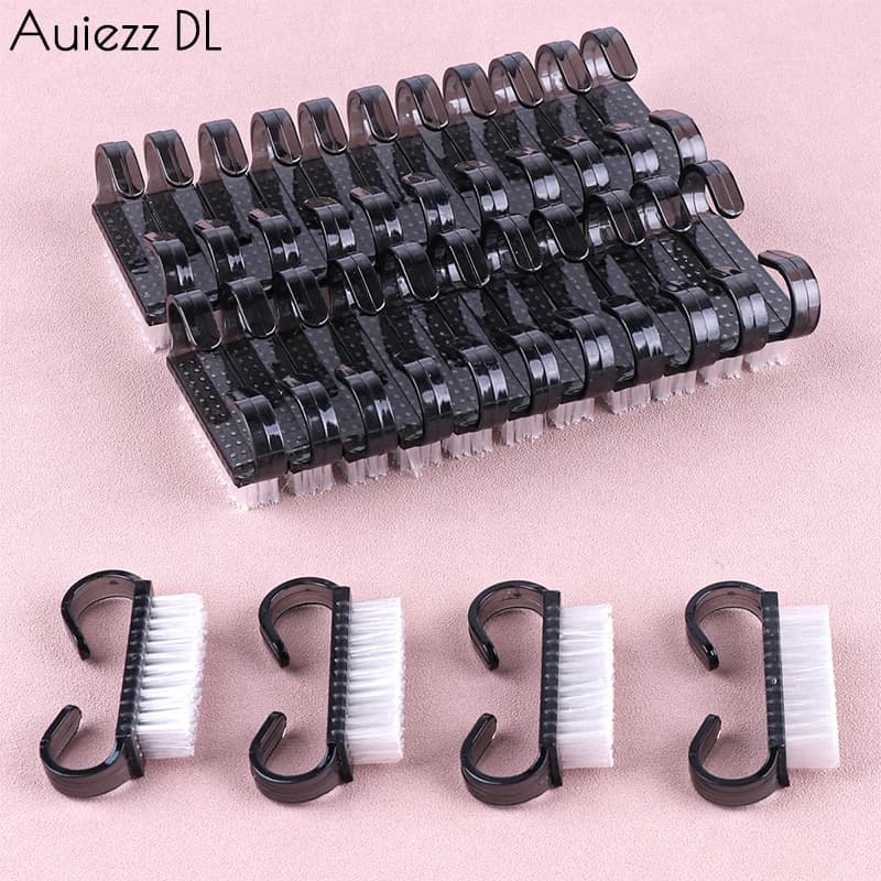 50/100 pezzi spazzole per unghie in plastica per la pulizia delle unghie rimozione della polvere polvere della pelle morta detergente morbido spazzole nere strumenti per salone di manicure