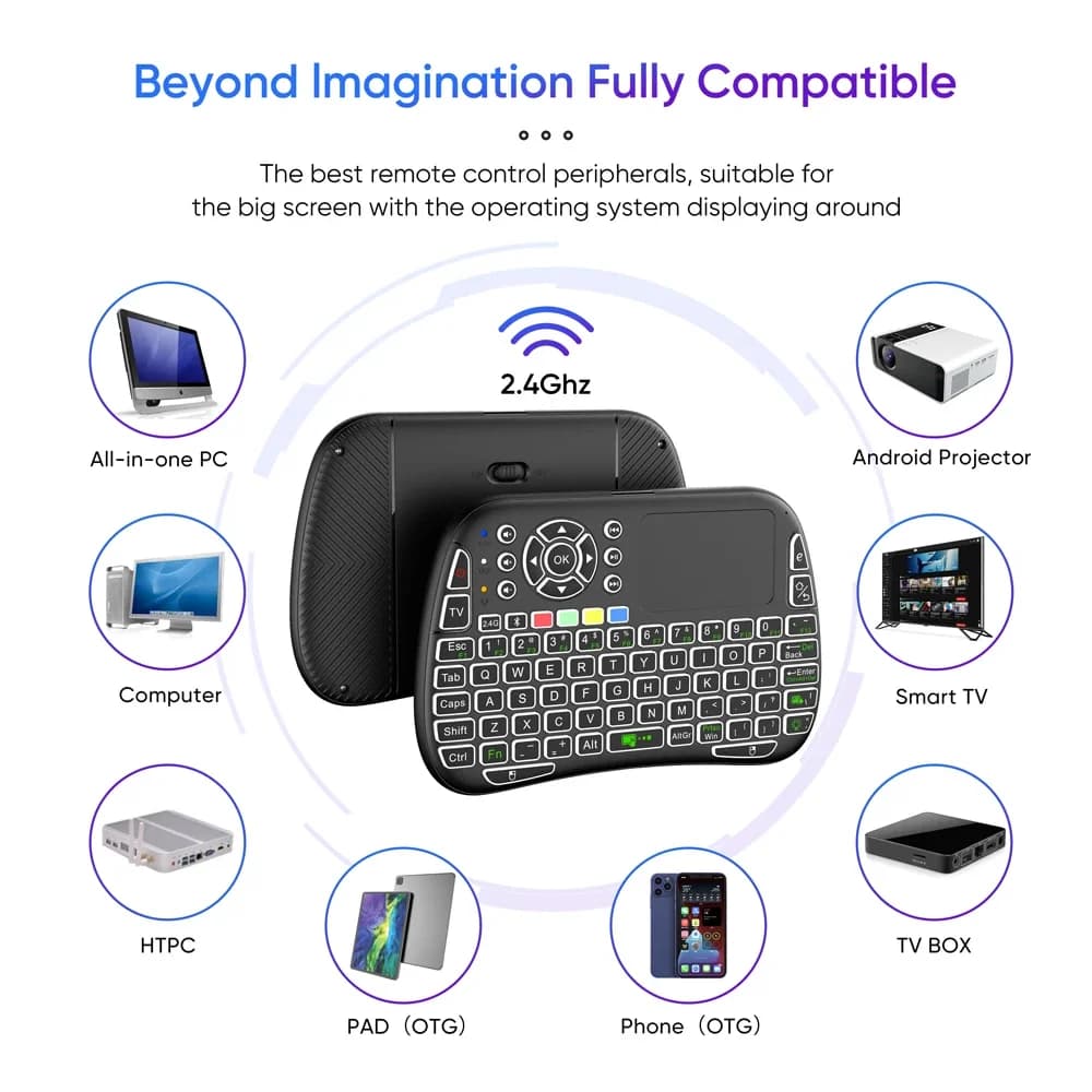 Mini Keyboard Gyroscope Dual Mode 2.4G BT5.0 Backlit Wireless Remote Control English For Android Stick Smart TV Box PC Projector