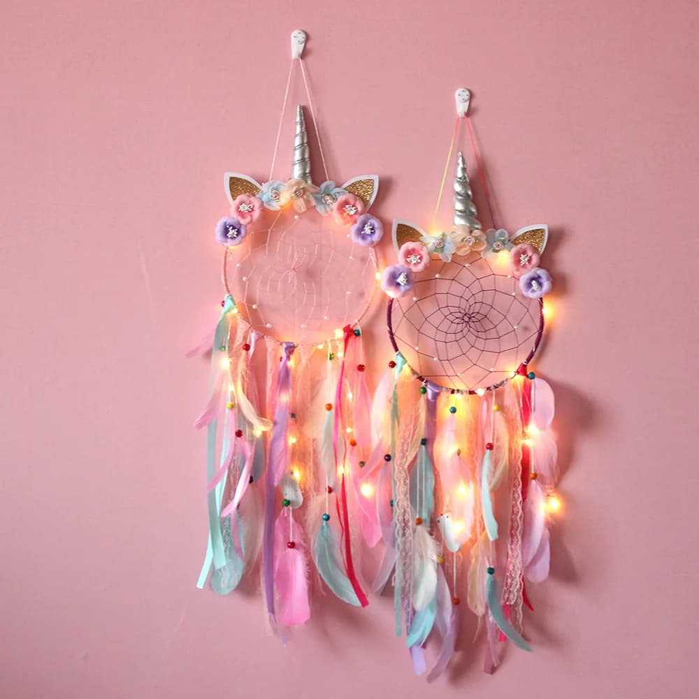Unicorn Dream Catcher Boho Girls Kawaii Room Decor Christmas Wall Pink Dreamcatcher Home Decoration Bedroom Nursery Baby Gift