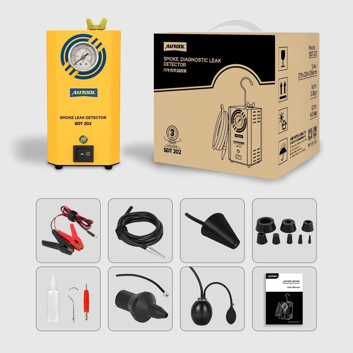 Nuovo Generatore di Fumo AUTOOL SDT202 per Diagnostica Auto, Rilevatore di Perdite di Fumo per Sistemi di Tubazioni Automobilistiche, Tester di Perdite di Fumo