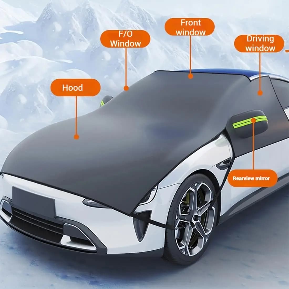 Copertura antigelo per finestrino del parabrezza dell'auto Cappuccio dell'automobile Copertura antigelo per la neve Protezione solare Coperture parasole per tutte le stagioni