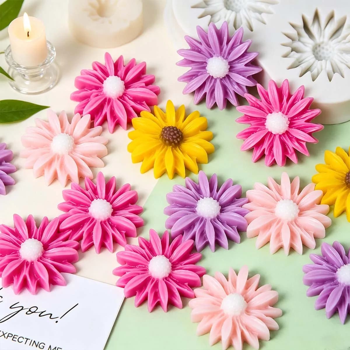 3D Daisy Flower Silicone Candle Mold DIY Handmade Aromath Soap Chocolate Resin Baking Tools Molds Home Wedding Party Decor