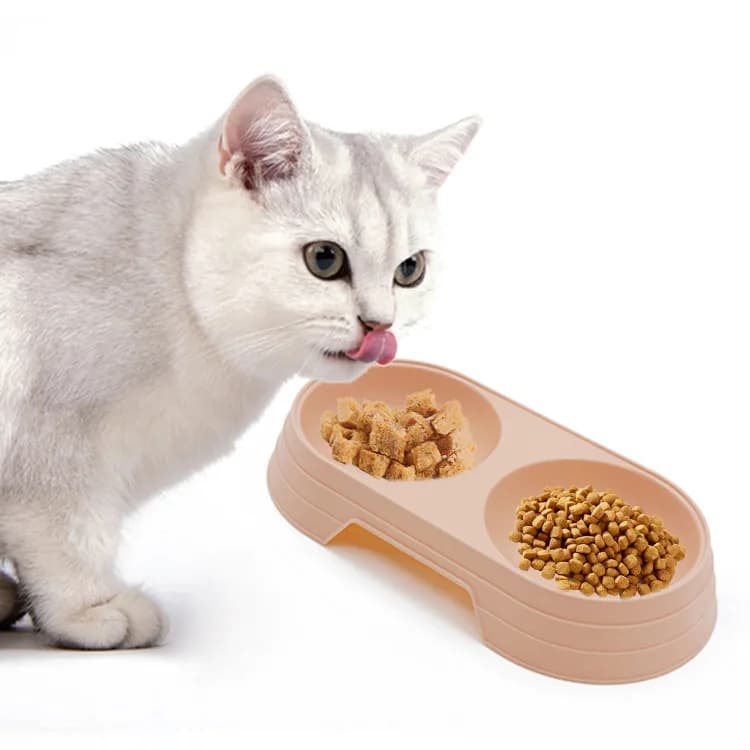 Ciotole doppie per animali domestici Macaron Color Cat Dog Ciotola di riso Bacino per alimenti Acqua potabile per uso domestico addensata antiscivolo Due in uno