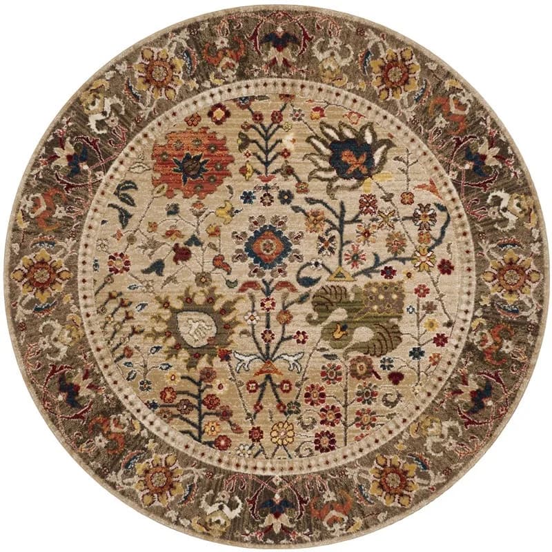 Retro Round Boho Living Room Carpet Ethnic Style Full Cover Bedroom Study Floor Mat Home Rocking Chair Non-slip Carpet