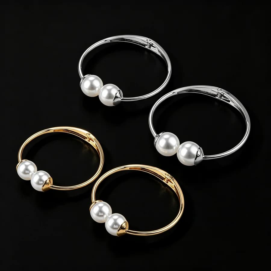 4pcs Curtain Tiebacks Decor Pearls Spring Buckle Tighten Curtains Easy Install Buckle Silver Golden Home/Hotel/Office Ornament
