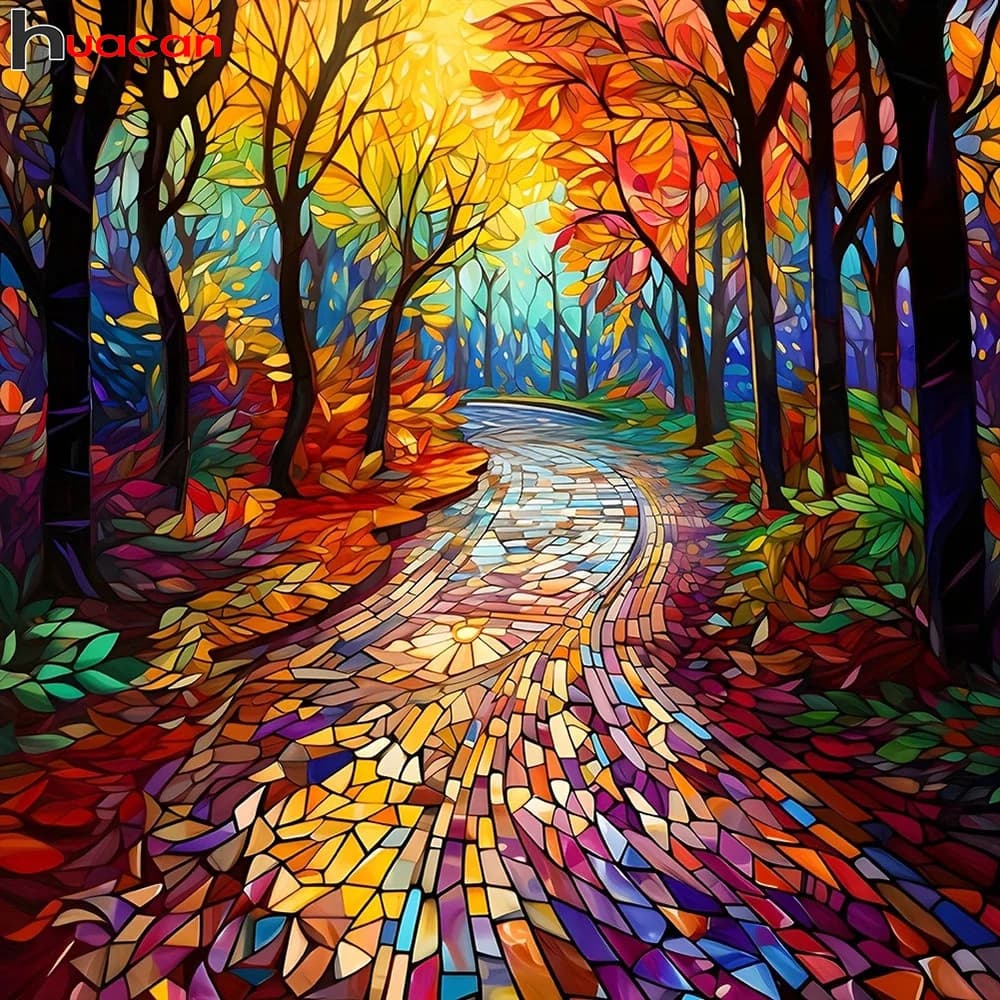 Huacan Diamond Embroidery Landscape Full Round Square Diamond Mosaic Tree Complete Kit Gift Art Home Decoration