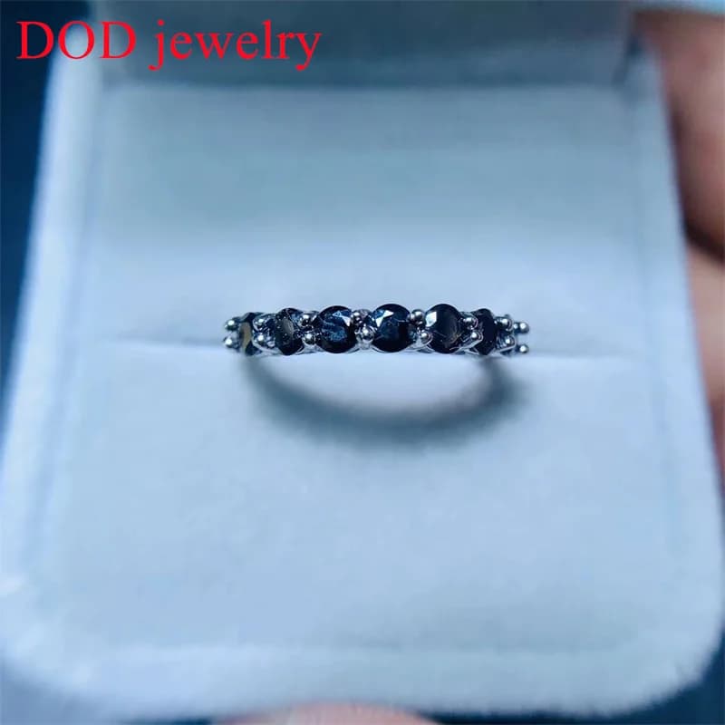 DOD Moissanite nero 3mm 7 pezzi Anello a fascia in pietra Argento 925 Anelli di fede nuziale di lusso per le donne Commercio all'ingrosso di gioielli