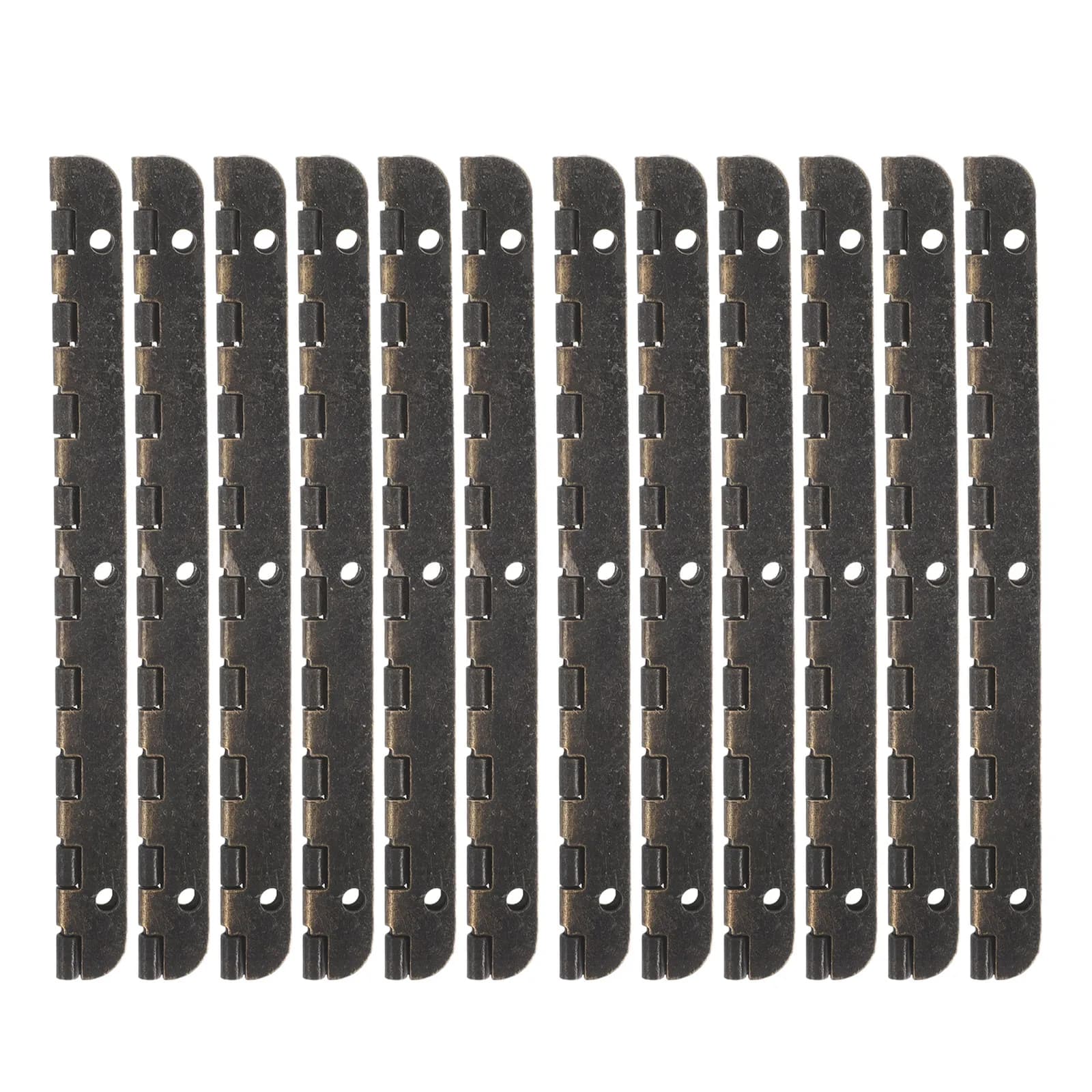 12Pcs 4 Inch Continuous Alloy Piano Hinges Dark Brown Round Corner Box Hinge for Jewelry Cabinet DIY Craft
