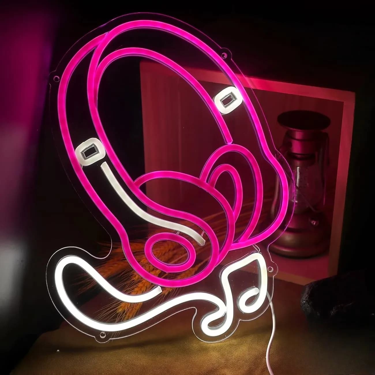 Headset Musical Note Neon Light Sign, LED Wall Hanging Neon Lamp, Art Decor For Music Room Club Bedroom Gaming Room Ornament