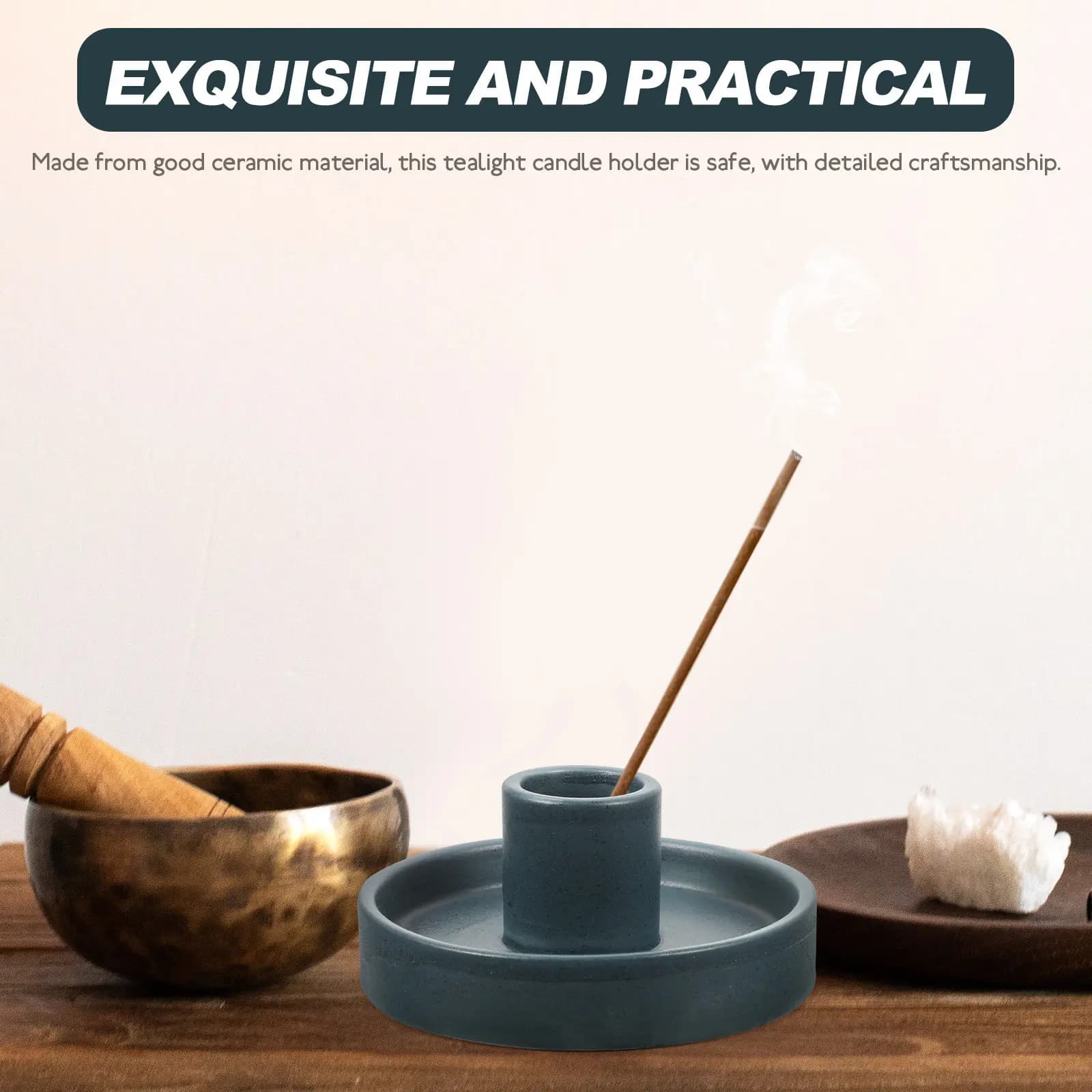 Porta Incenso Purificante in Ceramica, Bruciatore per Bastoncini di Legno, Moderno Porta Candele Tealight, Decorazione da Tavolo per Aromaterapia