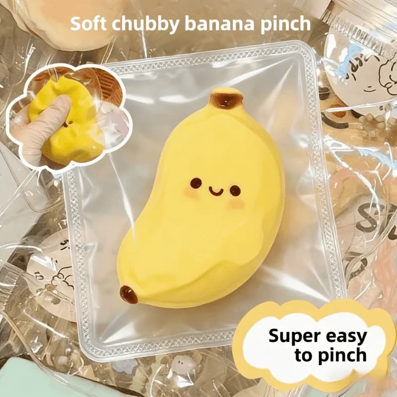 Cute Banana Squishy Toy, Soft Squeeze Stress Relief Toy, Kawaii Slow Rising Fidget Toy for Kids Adults, Funny Party Gift
