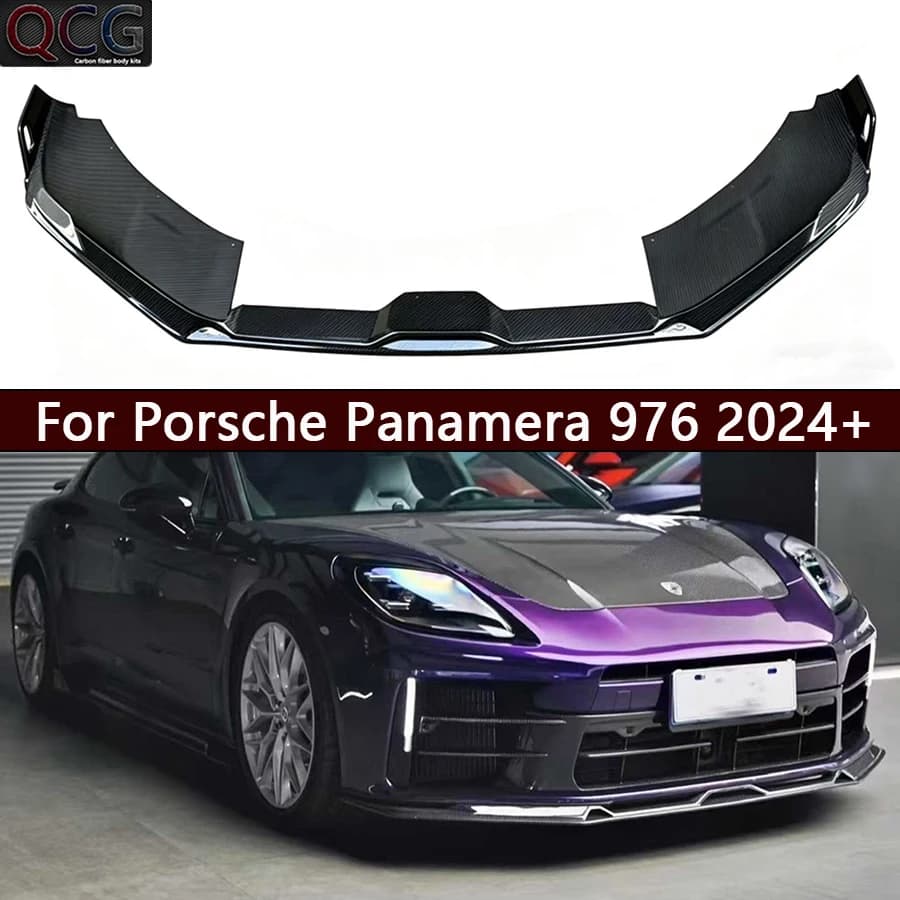 For Porsche Panamera 976 2024+ Carbon Fiber Car Front lip Bumper Diverter Spoiler Diffuser Front chin Car accessories Body Kit