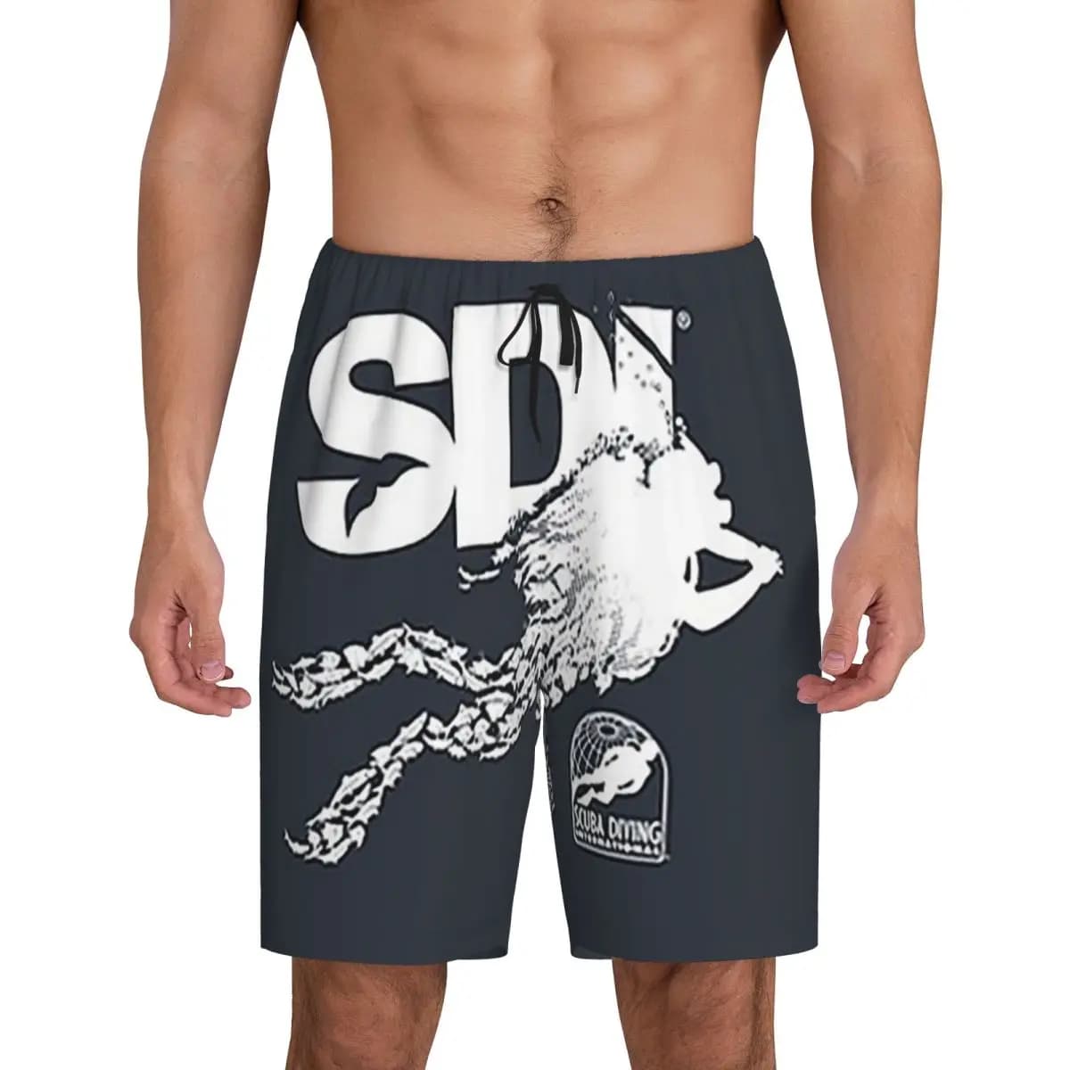 Scuba Diving International (SDI)- Scuba Fish Diver Pantaloni corti da pigiama da uomo, pantaloni da notte, pantaloni corti da notte