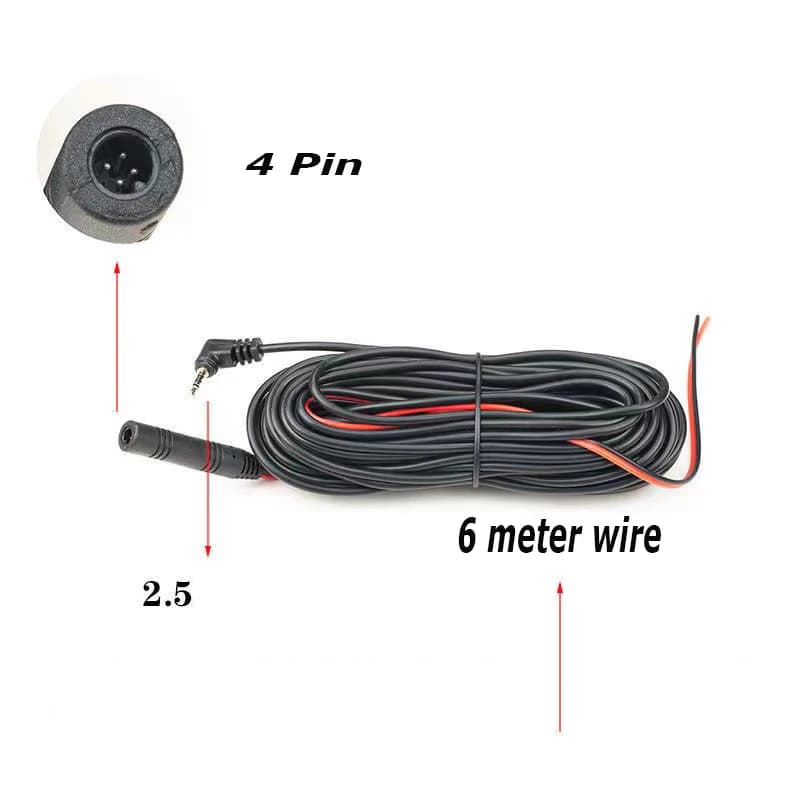 Extension cable for back camera dashcam stream 4 pin extension cable for back image 2.5mm jack