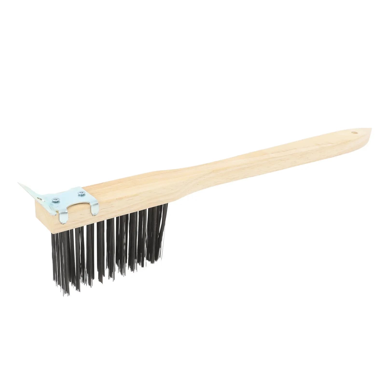 Professional Pizza Stone Brush with Wooden Handle Heavy Duty Steel Wire Bristles Pizza Oven Brush for Cleaning Stone Scraper