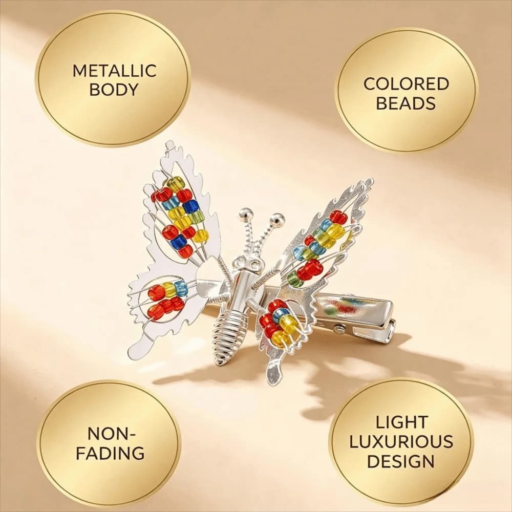 4Pcs Alloy Butterfly Hair Clip Beaded Hollow Wing Butterfly Hairpin Rhinestone Gold Silver Butterfly Hair Barrette Women Styling