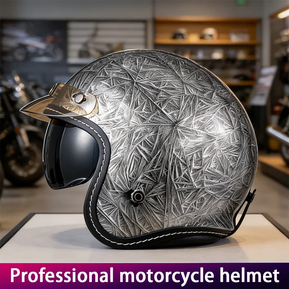 Helmet Moto Retro Mezzo Casco Cruiser Style with visor and Protection for the Unisex Ment for All Seasons