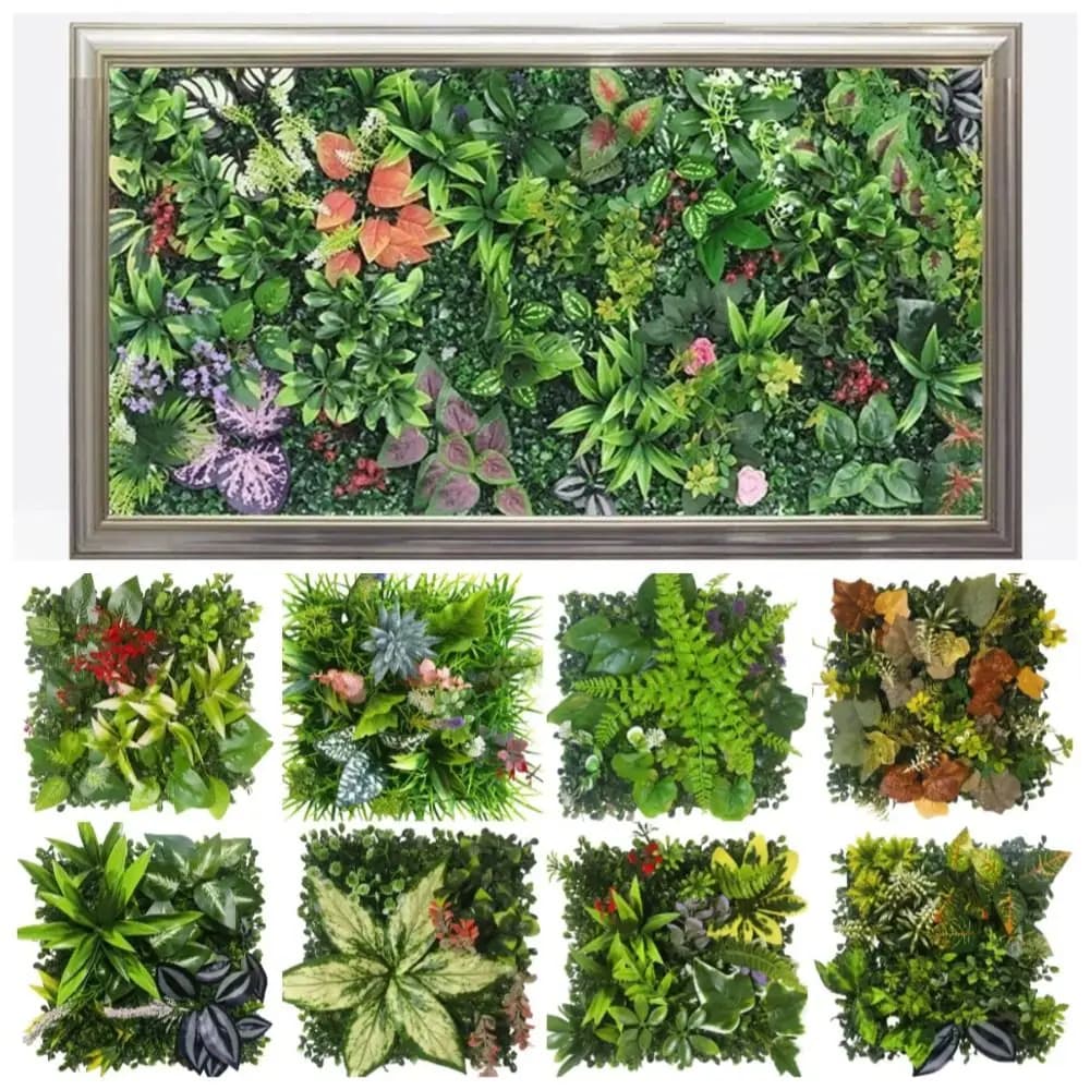 DIY Artificial Plant Wall Panel Flower Lifelike Artificial Eucalyptus Carpet No Watering Green Simulation Maple Plant Sheet