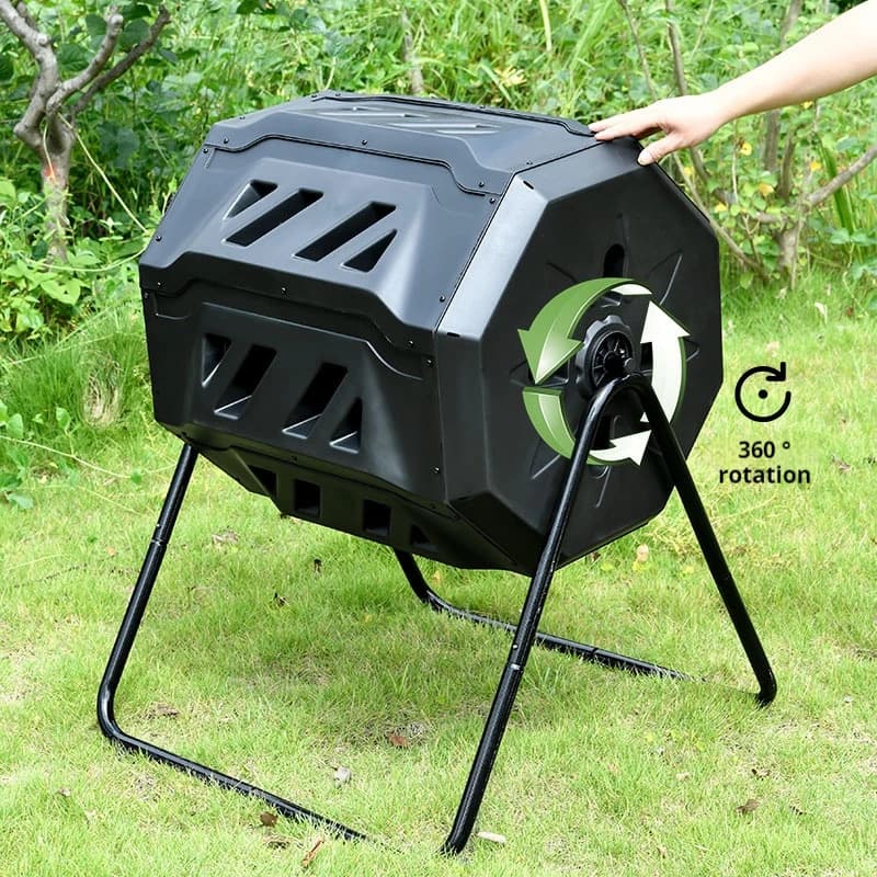 Heavy-Duty Tumbler Compost Bin for Garden Yard Outdoor Use Rotating Waste Composting Drum 160L