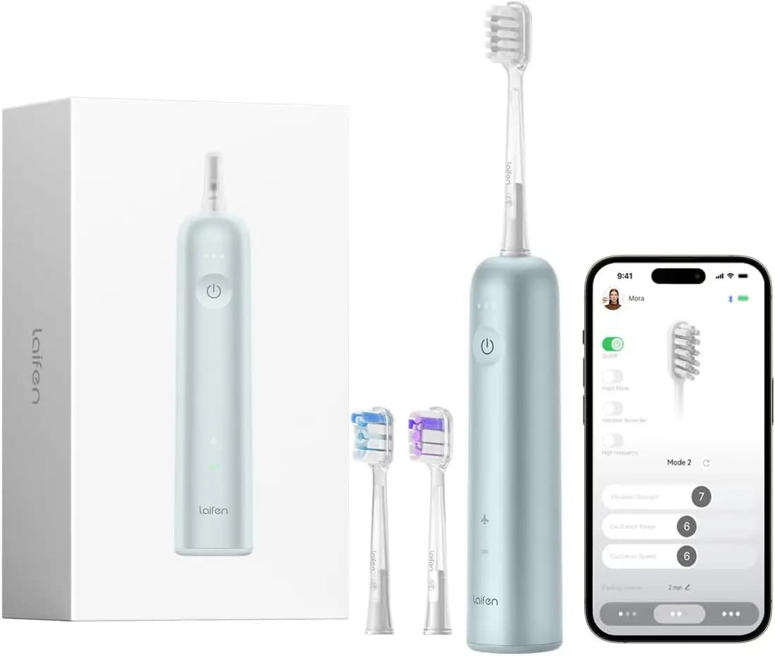 Electric Toothbrush with 3 Heads, Waterproof IPX7, Magnetic Refill for Travel