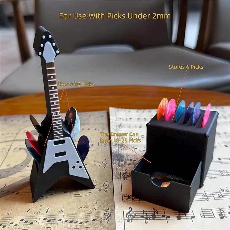 ABLB-Guitar Pick Holder Box, Amp Speaker Style Design, V-Shaped Configuration, And Display Storage Case