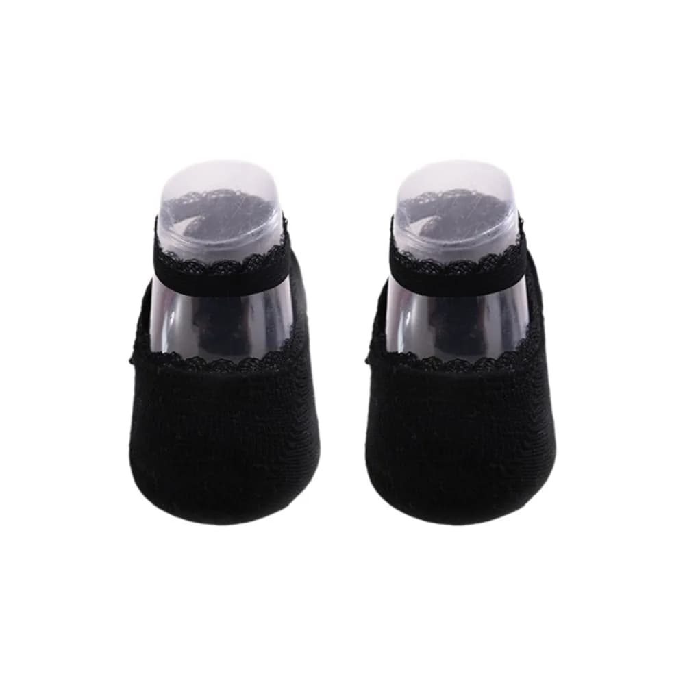 Adorable Solid Color Infant Lace Socks Rubber Soles Soft Cotton Newborn Socks Breathable Solid Baby Socks Summer Baby Wear