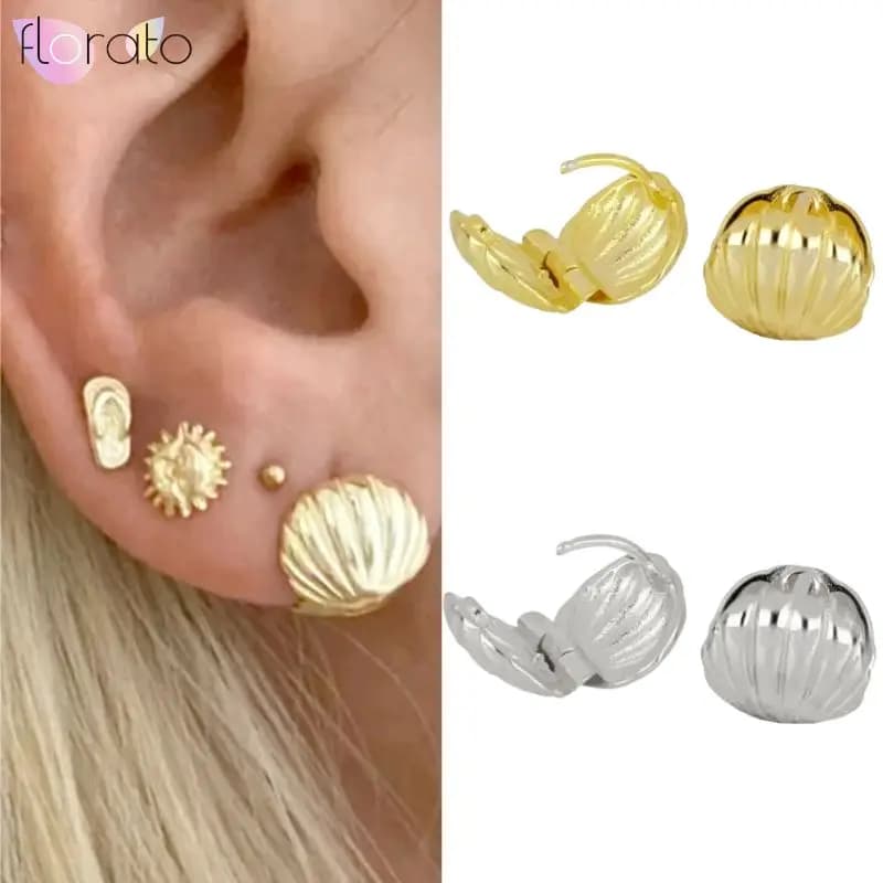 925 Sterling Silver Ear Needle Niche French Light Luxury Double-sided Shell Orecchini Temperamento delle donne Orecchini semplici Gioielli